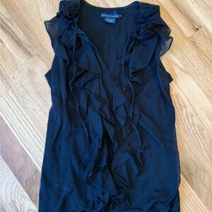 Vintage Ralph Lauren Black Ruffled Women's Top